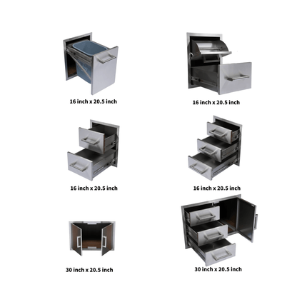 Premium Outdoor Kitchen With 32-Inch 60K BTU Built-In Stainless Steel LPG Gas Grill, Door And Drawer Combo And Stainless Steel Ice Box (SAK98661)