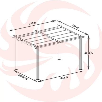 [10X13FT] Premium Outdoor Patio Retractable Pergola With Canopy (SAK01864) - Phoenix Fire Art Store