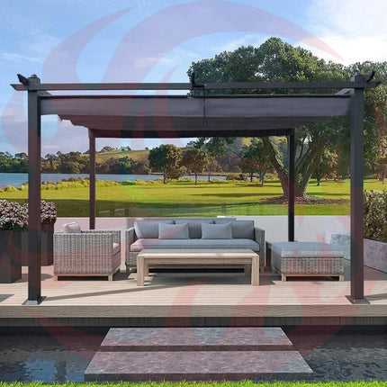 [10X13FT] Premium Outdoor Patio Retractable Pergola With Canopy (SAK01864) - Phoenix Fire Art Store