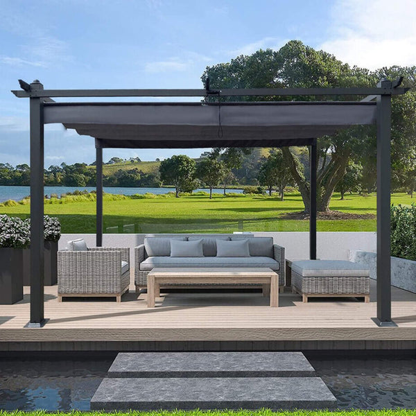 [10X13FT] Premium Outdoor Patio Retractable Pergola With Canopy (SAK01864)