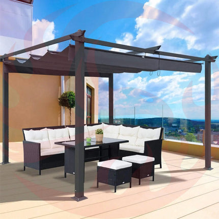[10X13FT] Premium Outdoor Patio Retractable Pergola With Canopy (SAK01864) - Phoenix Fire Art Store