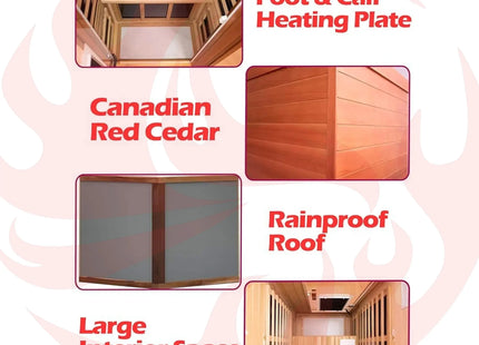 Thermora Premium 1-Person Outdoor Red Cedar Infrared Sauna With Low EMF, Chromotherapy And Bluetooth (SAK32783) - Phoenix Fire Art Store