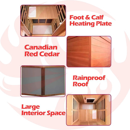 Thermora Premium 1-Person Outdoor Red Cedar Infrared Sauna With Low EMF, Chromotherapy And Bluetooth (SAK32783) - Phoenix Fire Art Store