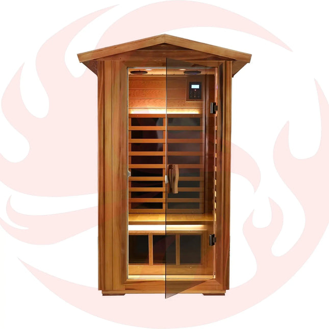 Thermora Premium 1-Person Outdoor Red Cedar Infrared Sauna With Low EMF, Chromotherapy And Bluetooth (SAK32783) - Phoenix Fire Art Store