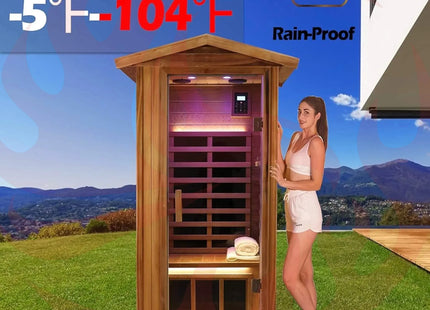 Thermora Premium 1-Person Outdoor Red Cedar Infrared Sauna With Low EMF, Chromotherapy And Bluetooth (SAK32783) - Phoenix Fire Art Store