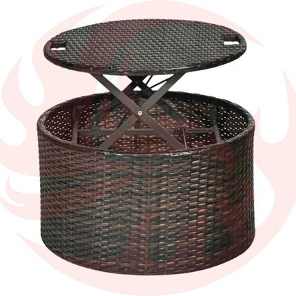 Premium Round Outdoor Patio Rattan Daybed W/ Canopy & Table, 76" (SAK96418) - Phoenix Fire Art Store