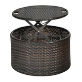 Premium Round Outdoor Patio Rattan Daybed W/ Canopy & Table, 76" (SAK96418)