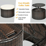 Premium Round Outdoor Patio Rattan Daybed W/ Canopy & Table, 76" (SAK96418)
