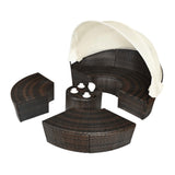 Premium Round Outdoor Patio Rattan Daybed W/ Canopy & Table, 76" (SAK96418)