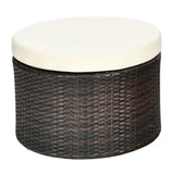 Premium Round Outdoor Patio Rattan Daybed W/ Canopy & Table, 76" (SAK96418)