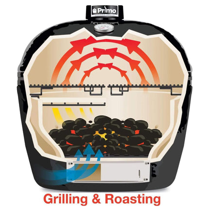 Primo Oval Large 300 All-In-One Ceramic Kamado Grill W/ Cradle, Side Shelves & Stainless Steel Grates [PGCLGC] (SAK21293)