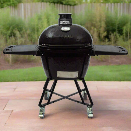 Primo Oval Large 300 All-In-One Ceramic Kamado Grill W/ Cradle, Side Shelves & Stainless Steel Grates [PGCLGC] (SAK21293) SAKSBY WHOLESALE