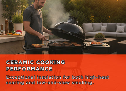 Primo Oval Large 300 All-In-One Ceramic Kamado Grill W/ Cradle, Side Shelves & Stainless Steel Grates [PGCLGC] (SAK21293) SAKSBY WHOLESALE