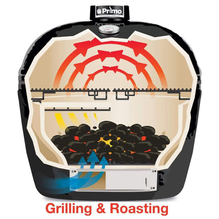 Primo Oval Large 300 Ceramic Kamado BBQ Grill W/ Stainless Steel Grates [PGCLGH] (SAK14871)