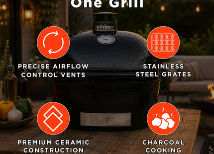 Primo Oval XXL Black Ceramic Kamado Charcoal Grill [PGCXXLH] (SAK25674) SAKSBY WHOLESALE