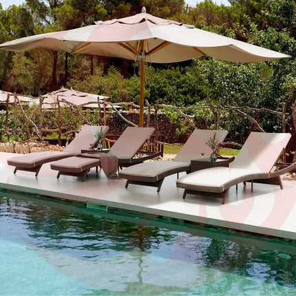 Pamapic Rattan Chaise Lounge Set - Phoenix Fire Art Store