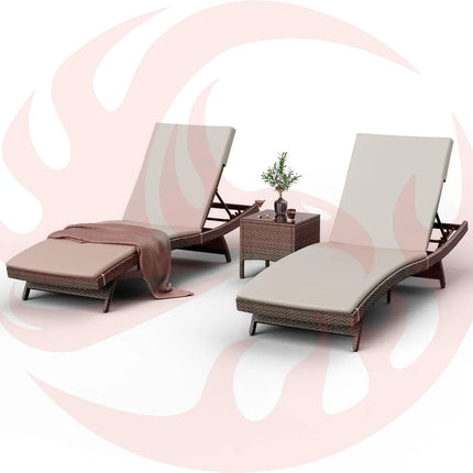 Pamapic Rattan Chaise Lounge Set - Phoenix Fire Art Store