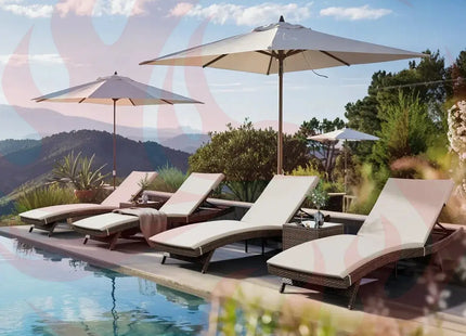 Pamapic Rattan Chaise Lounge Set - Phoenix Fire Art Store