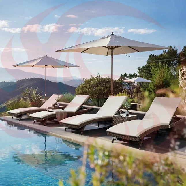 Pamapic Rattan Chaise Lounge Set - Phoenix Fire Art Store