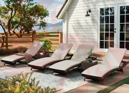 Pamapic Rattan Chaise Lounge Set - Phoenix Fire Art Store