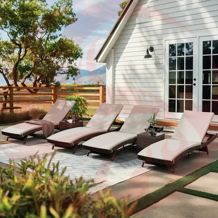 Pamapic Rattan Chaise Lounge Set - Phoenix Fire Art Store