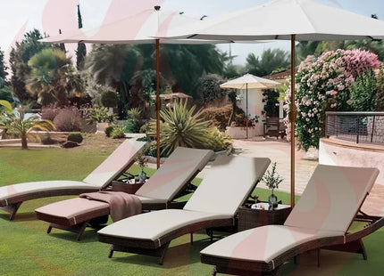 Pamapic Rattan Chaise Lounge Set - Phoenix Fire Art Store
