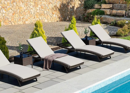 Pamapic Rattan Chaise Lounge Set - Phoenix Fire Art Store