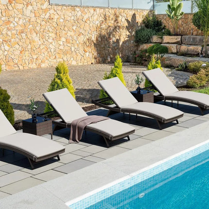 Pamapic Rattan Chaise Lounge Set - Phoenix Fire Art Store
