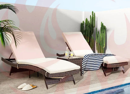 Pamapic Rattan Chaise Lounge Set - Phoenix Fire Art Store