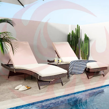 Pamapic Rattan Chaise Lounge Set - Phoenix Fire Art Store