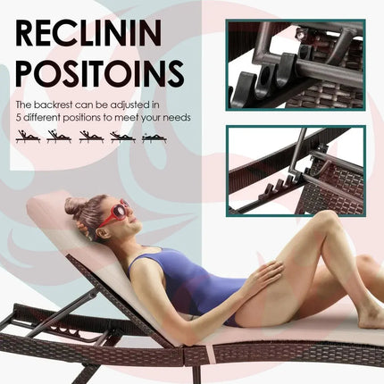 Pamapic Rattan Chaise Lounge Set - Phoenix Fire Art Store
