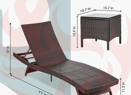 Pamapic Rattan Chaise Lounge Set - Phoenix Fire Art Store