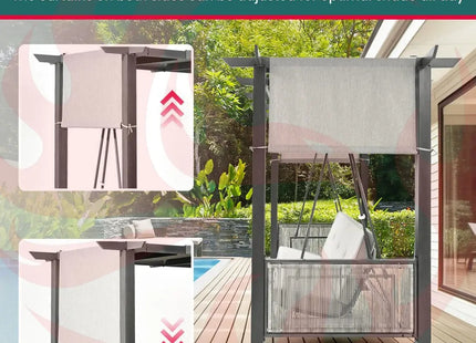 Pamapic 2 in 1 Patio Swing with 7 Pieces HDPE Dining Sets Pamapic