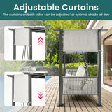 Pamapic 2 in 1 Patio Swing with 7 Pieces HDPE Dining Sets