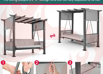 Pamapic 2 in 1 Patio Swing with 7 Pieces HDPE Dining Sets Pamapic