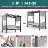 Pamapic 2 in 1 Patio Swing with 7 Pieces HDPE Dining Sets