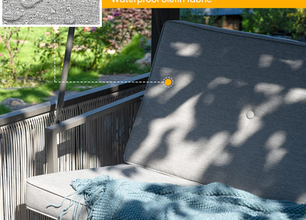 Pamapic 3-Seat Outdoor Metal Pergola Porch Swing Bed with Stand & Cushion, Gray Pamapic