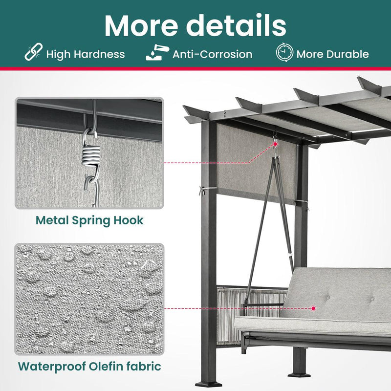 Pamapic 2 in 1 Patio Swing with 7 Pieces HDPE Dining Sets