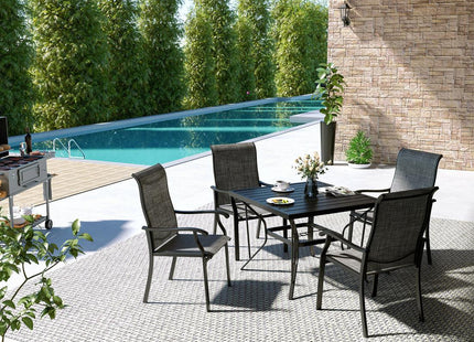 Pamapic 5-Piece Textilene Outdoor Dining Set - Rust-Proof Patio Table & Chairs Pamapic
