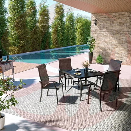 Pamapic 5-Piece Textilene Outdoor Dining Set - Rust-Proof Patio Table & Chairs Pamapic