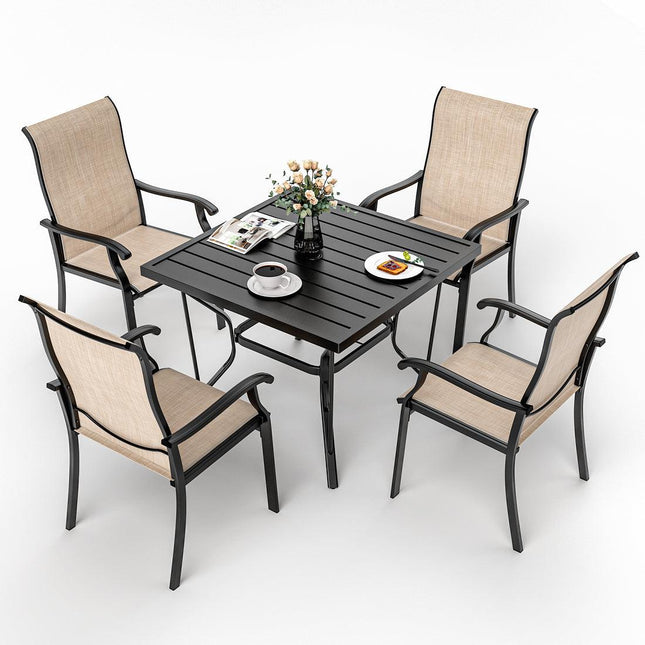 Pamapic 5-Piece Textilene Outdoor Dining Set - Rust-Proof Patio Table & Chairs