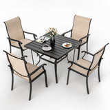 Pamapic 5-Piece Textilene Outdoor Dining Set - Rust-Proof Patio Table & Chairs