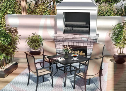 Pamapic 5-Piece Textilene Outdoor Dining Set - Rust-Proof Patio Table & Chairs Pamapic