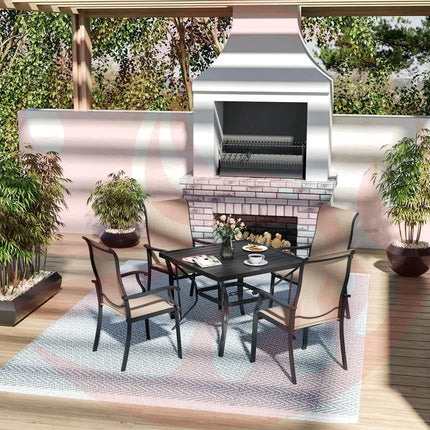 Pamapic 5-Piece Textilene Outdoor Dining Set - Rust-Proof Patio Table & Chairs Pamapic