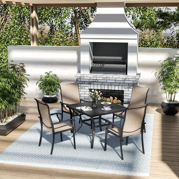 Pamapic 5-Piece Textilene Outdoor Dining Set - Rust-Proof Patio Table & Chairs