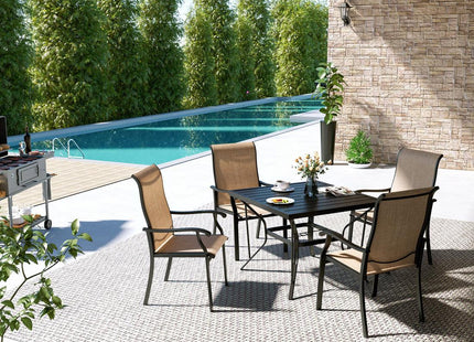 Pamapic 5-Piece Textilene Outdoor Dining Set - Rust-Proof Patio Table & Chairs Pamapic