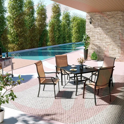 Pamapic 5-Piece Textilene Outdoor Dining Set - Rust-Proof Patio Table & Chairs Pamapic