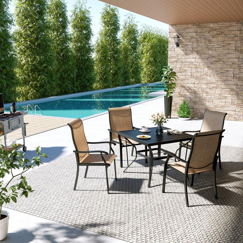 Pamapic 5-Piece Textilene Outdoor Dining Set - Rust-Proof Patio Table & Chairs