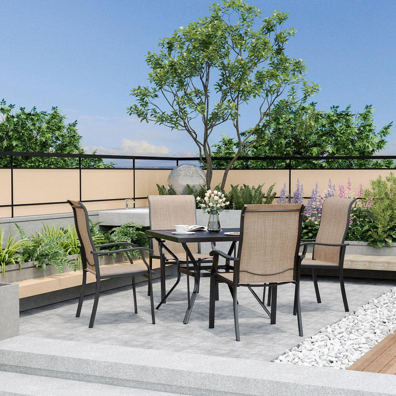 Pamapic 5-Piece Textilene Outdoor Dining Set - Rust-Proof Patio Table & Chairs