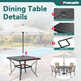 Pamapic 5-Piece Textilene Outdoor Dining Set - Rust-Proof Patio Table & Chairs